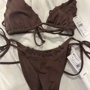 PacSun Chocolate Lace-Up Bikini Set